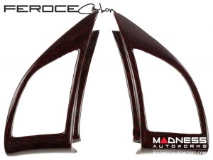 FIAT 500 Steering Wheel Trim - 3 pieces kit - Carbon Fiber - Red Candy